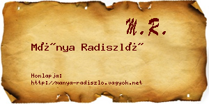 Mánya Radiszló névjegykártya